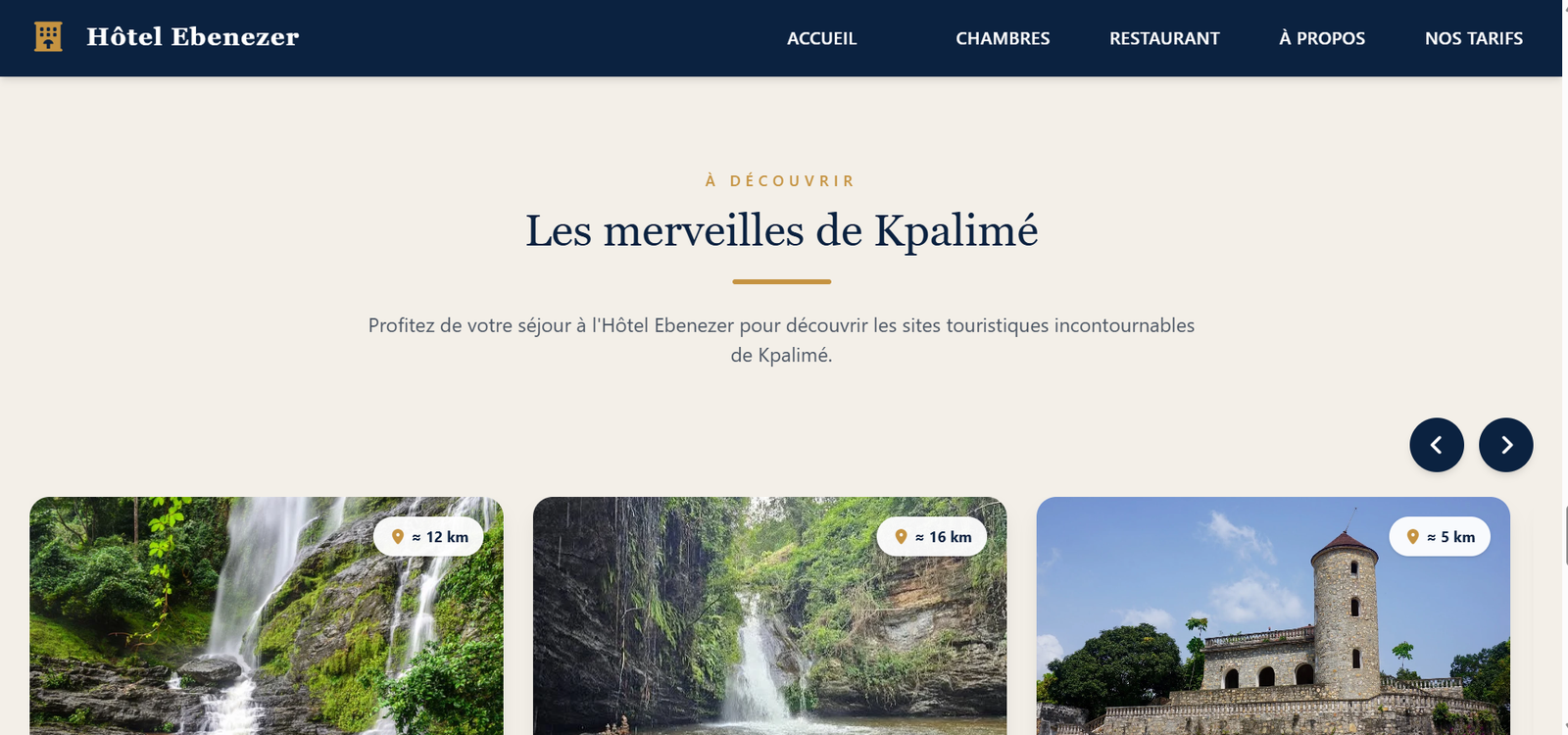 Capture d'écran de Site web de l'Hôtel Ebenezer